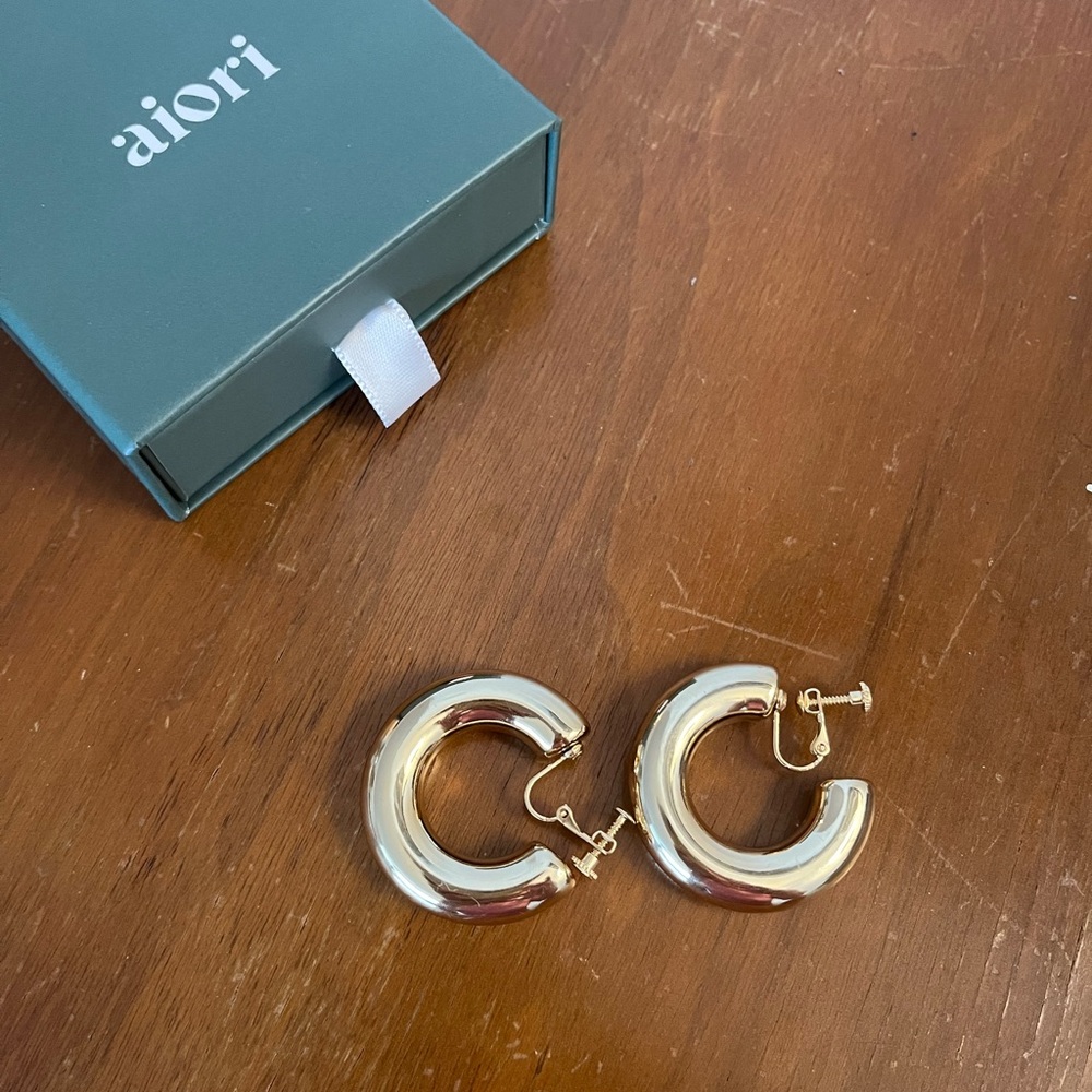 Chunky Gold Hoop Clip-On Earrings